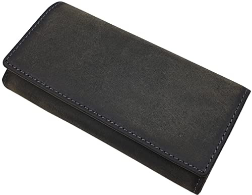 Große Büffel-Vollleder Damen Geldbörse (Ohne Motiv/Vintage-Grau)