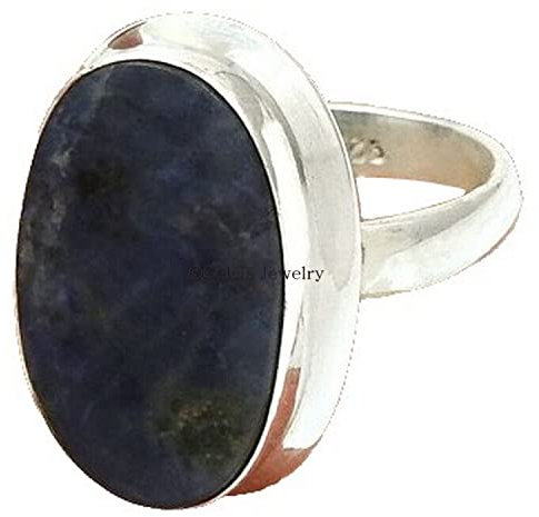 Sodalith Natürlicher Heilstein Ovaler Ring, Versprechensring, Solitärring, Freundschaft, Geburtstag, Jahrestag, Paare, Geschenke, Ehering, Verlobungsring, Vorschlagsring (Sodalith)