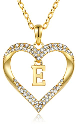 CDE Kette Damen 18K Vergoldet Halskette Initialen Herz Anhänger Buchstabenkette für Damen A-Z Personalisiert Kette Schmuck Geburtstags Geschenk für Teenager Mädchen Frauen Valentinstag Weihnachten | Geburtstags Geschenk für Sie Initiale Herz Anhänger Buchstabenkette für Valentinstag Weihnachten Schmuck Frauen Freundin