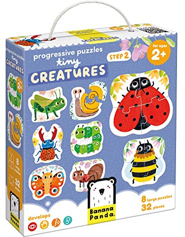 Banana Panda Progressive Puzzles Tiny Creatures - für Kinder ab 2 Jahren - 32 Teile - Insekten und Kleintiere - Kinderpuzzle Kleinkind - Kind Entwicklung Spielzeug - Puzzle