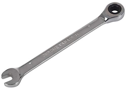 Eduuyvee Steel Fixed Ratcheting Ratchet Spanner Wrench End & Ring Size, 7mm