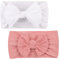 2 Serre-tête pour bébé, Serre-tête en nylon pour bébé fille, Serre-tête avec nœud pour bébé, Serre-tête avec nœud souple élastique pour nouveau-né, bambin (rose et blanc)