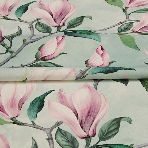 Stoff Meterware Magnolien Baumwolle - 1 Meter, Blumen, Blumenstoff, Blüten, Sommer, Bekleidung, Tischwäsche, Tischdecke, Tischläufer, Vorhänge, Kissen, Deko