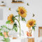 Runtoo Wandtattoo Sonnenblumen Wandsticker Retro Vintage Blumen Wandaufkleber Wohnzimmer Schlafzimmer Kinderzimmer Babyzimmer Wanddeko