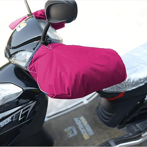Lenker Handschuhe Winter Wasserdicht Lenkerstulpen Motorrad Universal Lenkerhandschuhe Reflektierend Lenkermuffen Gefüttert Winddicht Handwärmer Lenkerabdeckung für Motorräder Scooter Roller Rosa