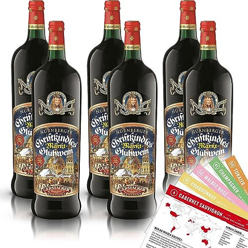 Gerstacker Nürnberger Christkindles Markt-Glühwein Rot, sortenreines Weinpaket + VINOX Winecards (6x1,0l)