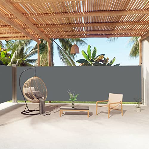 Hovothy 180x1000 cm Seitenmarkise Ausziehbar Anthrazit Sichtschutz Garten Sichtschutz Balkon Stilvolle Terrassen Sichtschutz Automatische Rückrollfunktion Regenschutz Windschutz Sonnenschutz