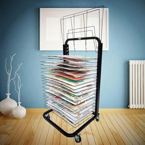 Gemälde-Trocknungsständer aus Stahl – Kunst-Trockenständer, mobiler Kunst-Trockenständer für Klassenzimmer, Flexible Regale, pulverbeschichtetes Design, Stabiler Farb-Trockenständer mit feststellbar