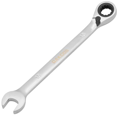 DAKCOS Llave Combinada con Carraca Trinquete Reversible de 10mm CR-V con acabado cromado mate