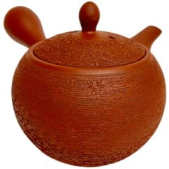 Japanese Kyusu tokoname Red Clay Teapot 13.5 fl.oz. Pine Bark Pattern JINSUI from Japan F23zj500