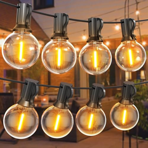 Led Lichterkette Außen, 45.7M/150FT Outdoor Lichterkette Glühbirnen, 24V LED Lichterkette Außen Strom für Weihnachtsdeko, Party, Garten, Terrasse, Hochzeiten,Zimmer
