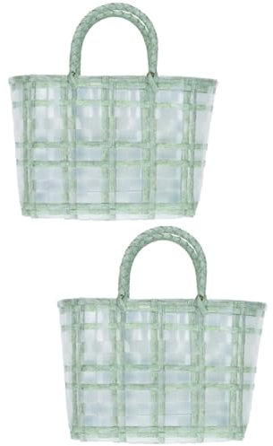 MAGICLULU 2 Stk Einkaufskorb Obstkorbtasche Damen-einkaufstasche Sommerhandtasche Babykorb Einkaufstasche Für Frauen Weidenkorb Weidenkörbe Frankreich Handbuch Plastik