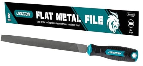 LIBRATON Lima Piatta per Metallo da 200 mm, Lima per Metallo, Lima Manuale per Metallo, Lavorazione dei Metalli, Legno, Plastica, Lima Piatta per Rifinire, Modellare e Raschiar