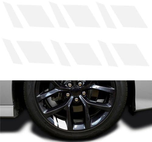6pcs Decalcomania per cerchi auto,Compatibile con Audi A1 A3 A4 A5 A6 A7 A8 Q3 Q4 Q5 Q7, adesivi riflettenti per ruote,2-White