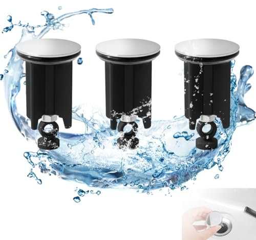 3 Stück Waschbeckenstöpsel 40mm,Abflussstopfen,Stöpsel Waschbecken,Abflussstopfen Stöpsel,mit Schrauben,Sehr Einstellbar,für die Meisten Waschbecken Geeignet, in Badezimmern und Küchen Verwendet