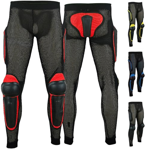 German Wear Protektorenhose Motorrad Motocross Skatebording Protektoren Armour Farbe: Rot, Größe: 60/4XL