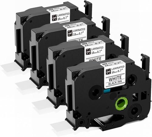 Vixic kompatibel für Brother P-touch Bänder 18mm TZe-241 Schriftbandfür für Brother TZ Tape TZ 241 TZe241 Schwarz auf Weiß für PT-2030 PT-D450VP PT-D400 PTE300VP PTE500VP PT-D600 PT-P750W (4-Pack)