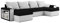 roe furniture Ecksofa mit Schlaffunktion 327x140x90 cm - Wohnlandschaft L - Form - Kollektion Boston - Couch L Form - Eckcouch mit Bettkassen - Schwarz & Weiss