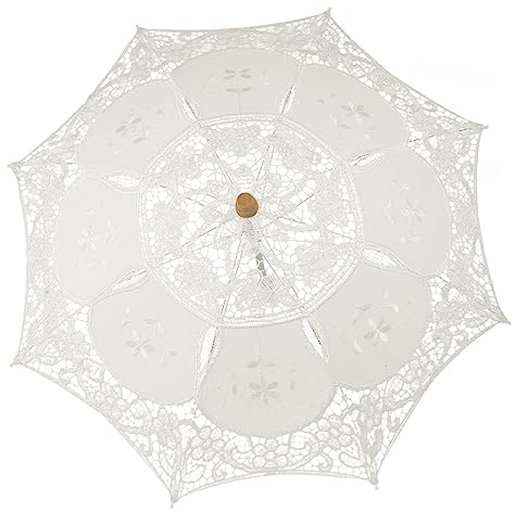 PACKOVE 2pcs Lace Parasol Umbrella Wedding Bridal Elegant Embroidery Flower Girl Umbrella Portable Lace Parasol for Women