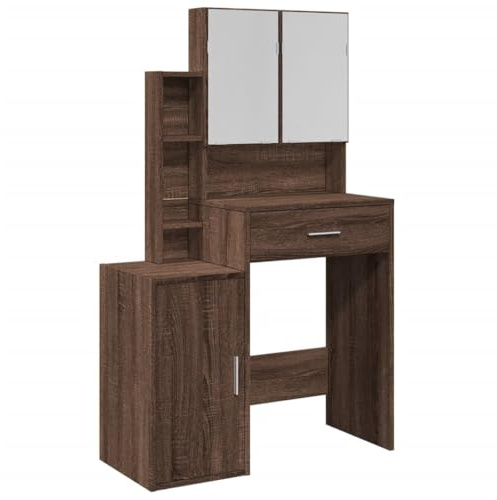 vidaXL Schminktisch mit Schrank Braun Eichen-Optik 80x35x132 cm