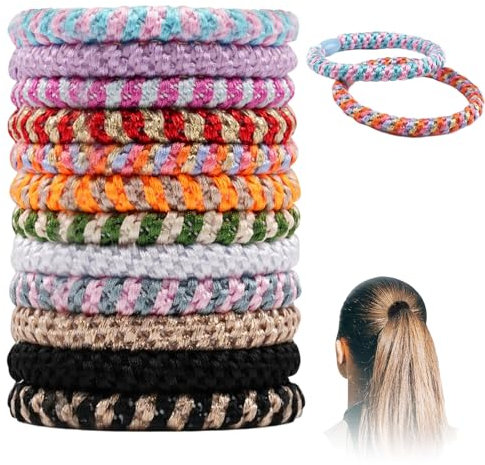 Zonoori 12 Stück Haargummi Original für Knekkies, Mehrfarbiger Haargummi Armband Geflochten, Elastisch Zopfgumm
