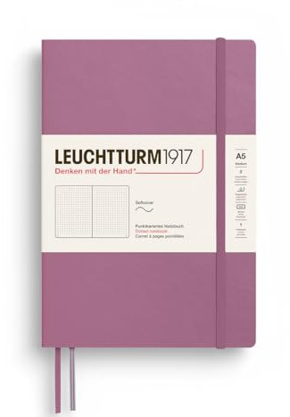 LEUCHTTURM1917 372201 Notizbuch Medium A5, Softcover Schreibbuch, 123 nummerierte Seiten, Dusty Rose, dotted