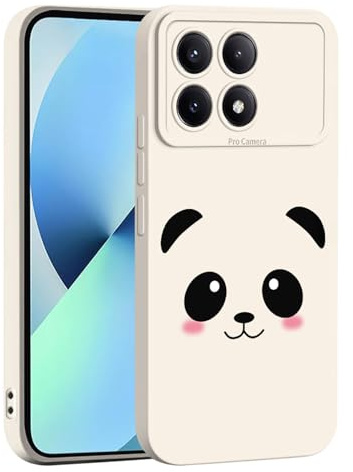 ILING Liquido Silicone Cover per Xiaomi Poco X6 Pro 5G, Elegante Floreale e Simpatico Animato Motivo Ragazze Custodia, Ultrasottile Morbido TPU Bumper Antiurto Matte Case (Bianco Q05)