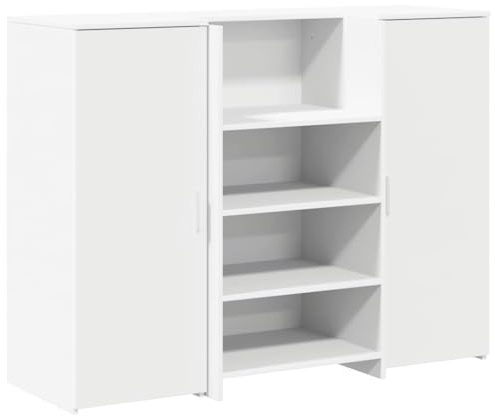 vidaXL Empfangstheke Weiß 135x50x103,5 cm Holzwerkstoff, Empfangstresen, Salon Empfangstheke, Kassentheke, Empfangstisch, Büro Empfangstheke