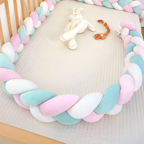 GYCF Geflochtene Bettschlange Baby Geflochtene Kissen Geknotete Kinderbett-StoßStange Bettumrandung Geflochten SeitenschläFerkissen Kinderbett Superweich Knotenkissen,A09,4.5 m