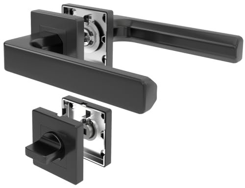 AwmnSrman Drückergarnitur WC Badezimmer Türschloss CUBE Türgriffe Innentüren Türklinke Schwarz