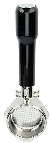 Qukaim Filtro de café de 54 mm, portafiltro de café de 54 mm, portafiltro de doble flujo con cesta de acero inoxidable y mango de madera maciza, compatible con Breville 870 880 C2, color negro