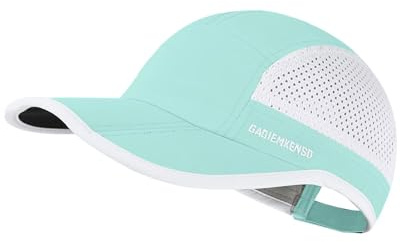 GADIEMKENSD Folding Running Men Hat Quick Dry Womens Mens Baseball Caps Unstructured Breathable Light Adjustable Trucker Hats Long Brim Golf Cap for Outdoor Sport Hiking Gym Mint Green
