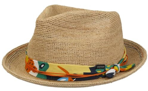 Stetson Chapeau Crochet Festival Player Femme/Homme - de Plage Soleil en Paille Printemps-ete Printemps Ete - L (58-59 cm) Nature