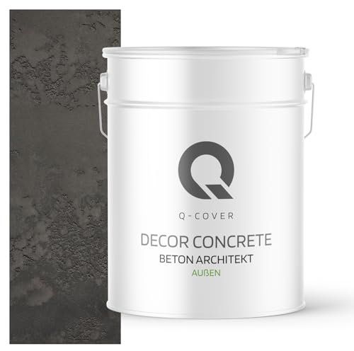 Q-COVER Beton architekt 15 kg Dunkelgrau dekorativerputz kellepnputz gebrauchsfertige Betonmasse Betonoptik dekoratives Beton außen große auswahl der farben ca. 10 m2