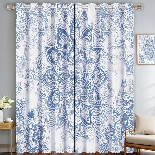 Blickdichte Gardinen - Verdunkelungsvorhang Ösenvorhang 3D Gedruckt Aquarell Mandala Geräuschreduzierung Abstrakte Blumen Vorhang - Für Zimmer/Büro Schlafzimmer,2Xh175Xb140