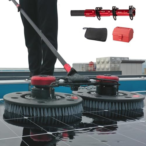 Nettoyage du panneau solaire à double tête, brosse de nettoyage télescopique nourrie à l'eau, outil de lavage photovoltaïque, moteur sans balais, pour le panneau d'affichage des camions (7.2m )