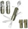 2 Stück Campingbesteck Klappbar Set, 9 in 1 Bundeswehr Besteck Set mit Lampe,Abnehmbarer Edelstahl Klappbesteck Set mit Oxford Tasche, Camping BesteckSet für Camping, Wandern, Picknick und Reisen