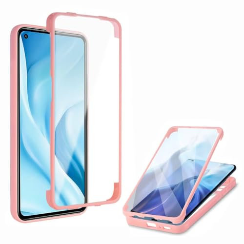 xinyunew Funda para Realme 6, Carcasa Antigolpes 360 Grados con Protector de Pantalla Integrado Robusta Doble Cara Bumper Case Transparente Anti-Amarilleo Capa Funda -Rosa