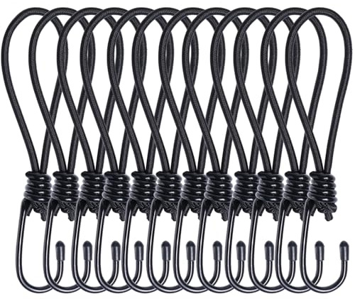 BYZANDQI 12er-Set Spanngummi mit Haken - 27cm Expander mit Haken - Planenspanner mit Spiralhaken - Gummispanner Expanderhaken Spannhaken Expanderschlingen für Planen Zelt Netz Banner Trampolin
