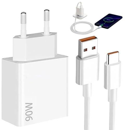 Chargeur 90W,90W Chargeur Rapide avec 6A Câble USB C 1M,pou14C 13C Note 14 13 12S 11S 10 9 Pro