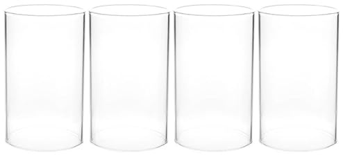 VICASKY 4 Stück Glasvase Zylinder Glaszylinder Ohne Boden Kerzen Glasrohr Feuerfest Glas Vase 8cm 10cm Durchmesser Windlichtgläser mundgeblasen Kerzenhalter Teelichtgläser Ersatz Teelichthalter