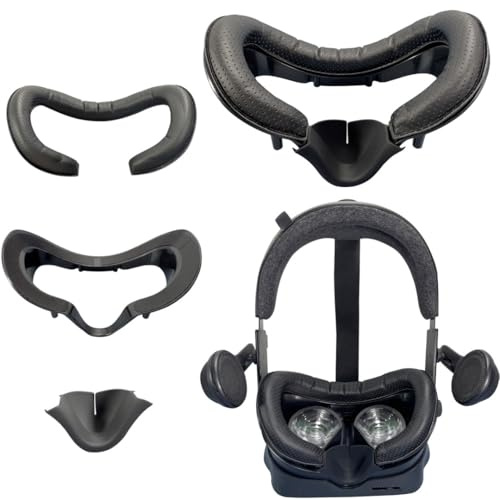Magnetische Gesichts-Schnittstellenhalterung & PU-Leder-Schaumstoff-Gesichtsabdeckungspad Ersatz & Silikon-Nasenpolster & Schutzlinsenabdeckung VR-Zubehör für Ventilindex-Headset (dreiteiliges Set)