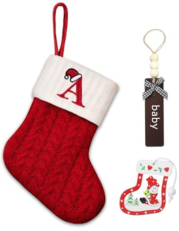 Menore Personalisierte Weihnachtsstrümpfe mit Buchstaben 20cm Bestickter Nikolausstrumpf Weihnachtssocken Christmas Stockings hängende Dekoration für Kamin Weihnachtsbaum