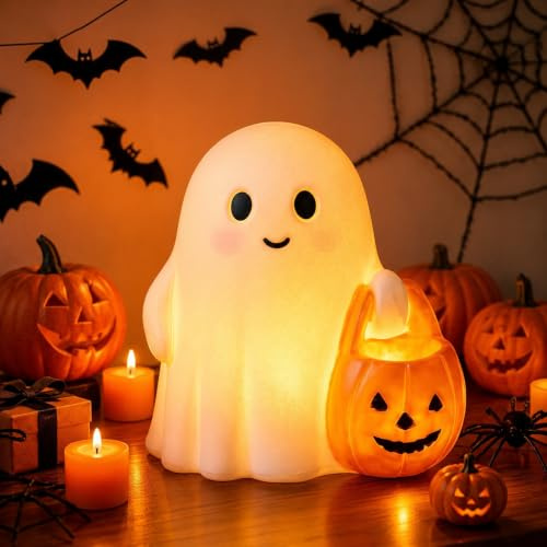 YeahBoom Halloween Deko Geisterlampe,Halloween Kürbis Geister Nachtlicht | Figuren Geister Nachtlicht Leuchtende,Kürbis Geist Nachtlichter,Einstellbare Nachtlichter für Wohnzimmer und Schlafzimmer