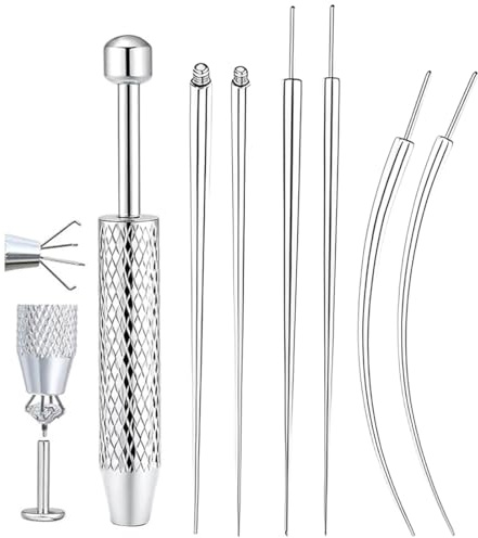 YUVKIN 6 Pièces Ensemble de Pinces pour Piercing, Kit Percage Oreille, Piercing Nez Aiguille Guide de Perçage 16G 18G, Outil de Piercing pour Ouvrir et Changer Accessoires de Kit pour Oreille, Nez