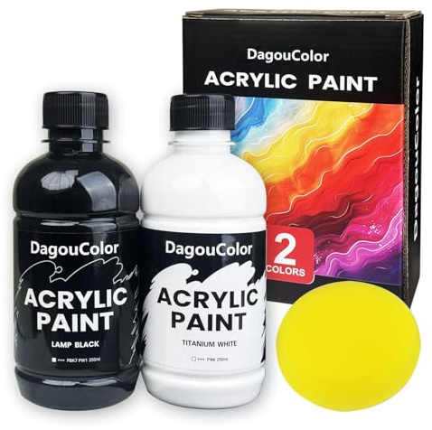 DagouColor Pintura Acrílica Set - 2 Colores * 250ml Acrílico Pigmentos, 1 Esponja, Suministros de Arte de Calidad, Regalos Para Artistas Principiantes en Lienzo, Rocas