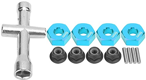 12-mm-Rad-Sechskant-Nabenadapter, 6 mm dick, M4-Flansch-Kontermuttern, Kreuzschlüssel-Set für 1/10 RC-Car (Blue)