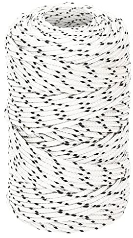 Kaloriko Corde tressée blanche en polyester 2 mm x 100 m robuste résistante aux UV avec haute résistance à la déchirure pour bateau, voile, camping, extérieur, jardin, maison