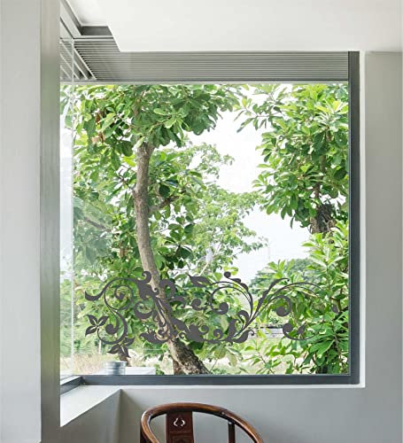 INDIGOS UG - Wandtattoo Wohnzimmer - Wandaufkleber Pflanze Blume Gewirr filigran 40x 14cm, Glasdekorfolie w439 - Aufkleber Kinderzimmer Schlafzimmer Küche Badezimmer Büro Dekoration