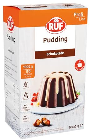 RUF Pudding Schokolade, Puddingpulver für Schokoladenpudding, nur mit Milch und Zucker aufkochen, Großpackung, glutenfrei, ohne Allergene, 1x1000g